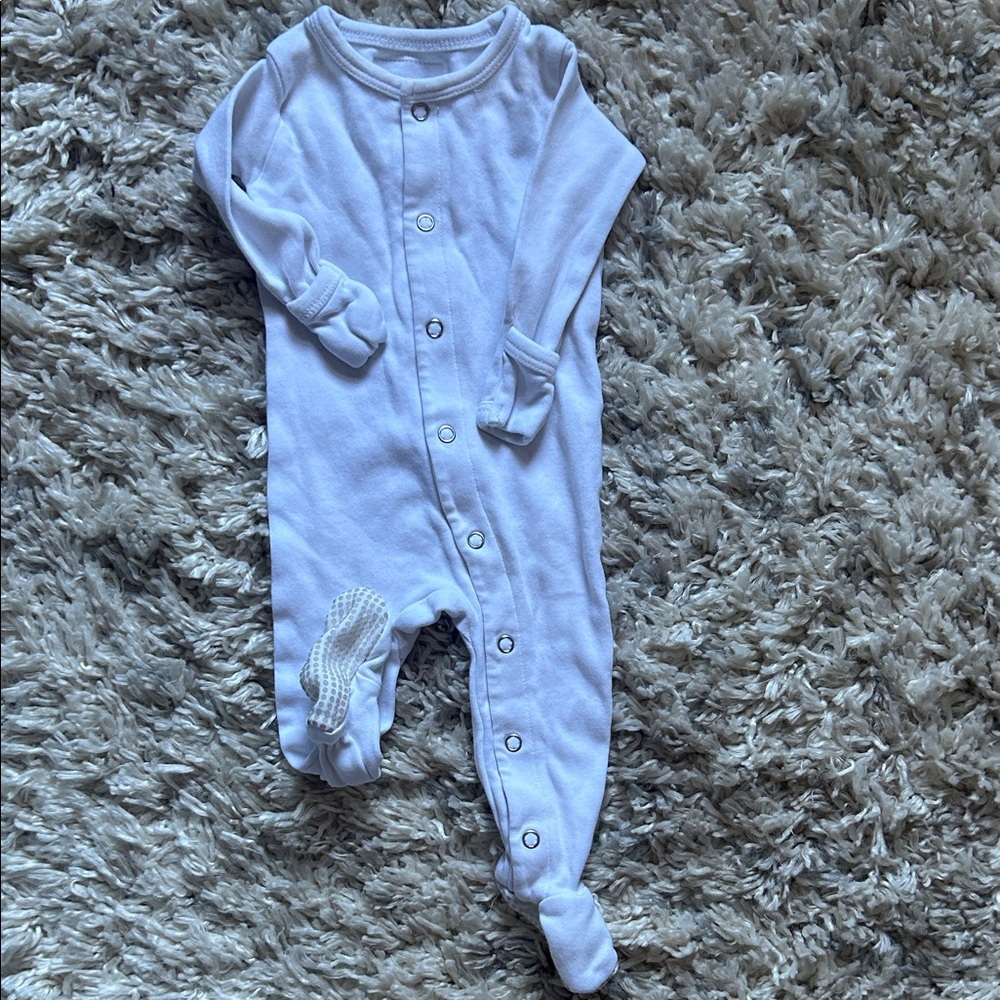 L'ovedbaby Soft White Organic Cotton Footed One Piece